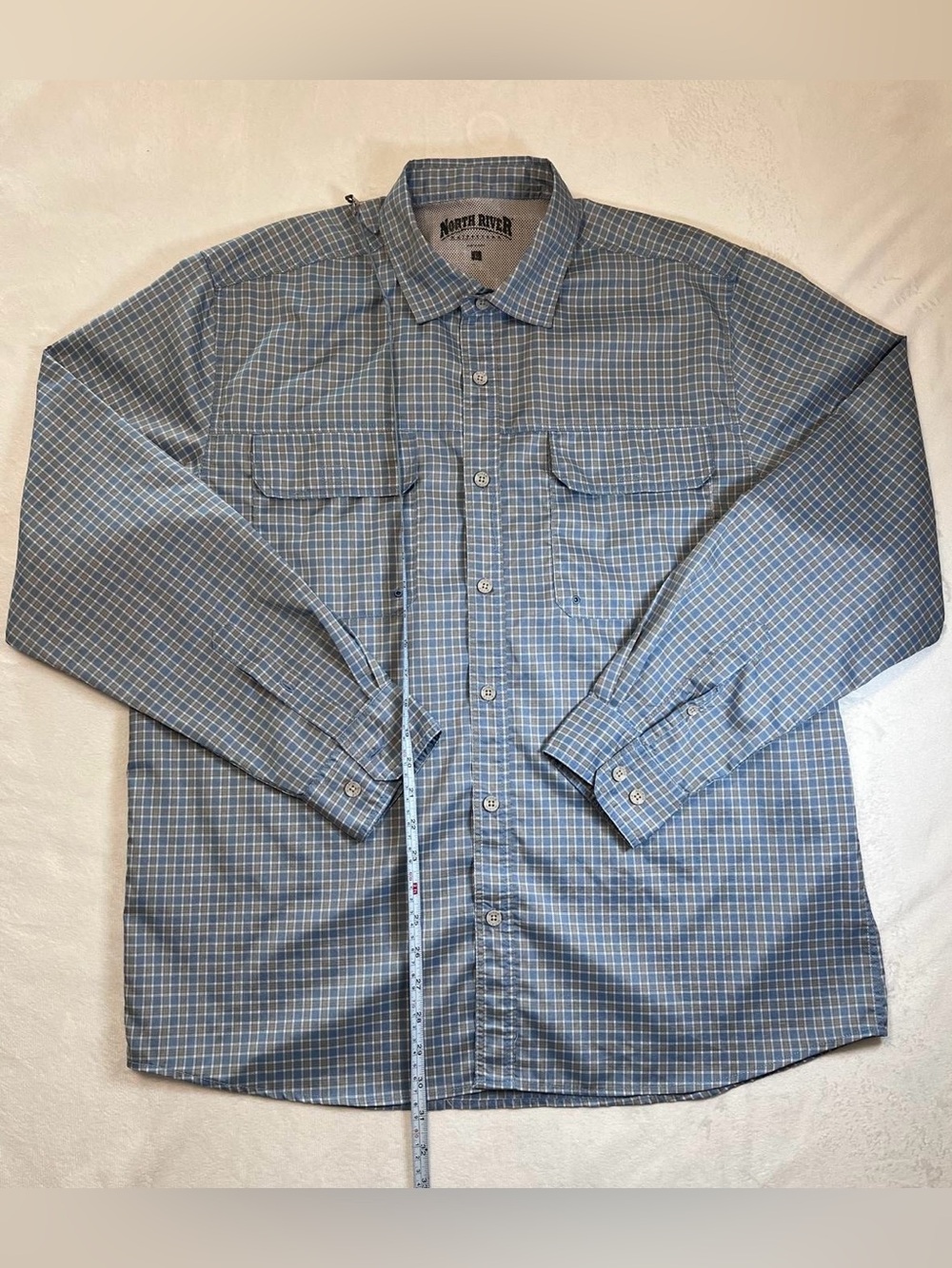 Men’s Blue Windowpane Button-Down Workshirt by Robert River